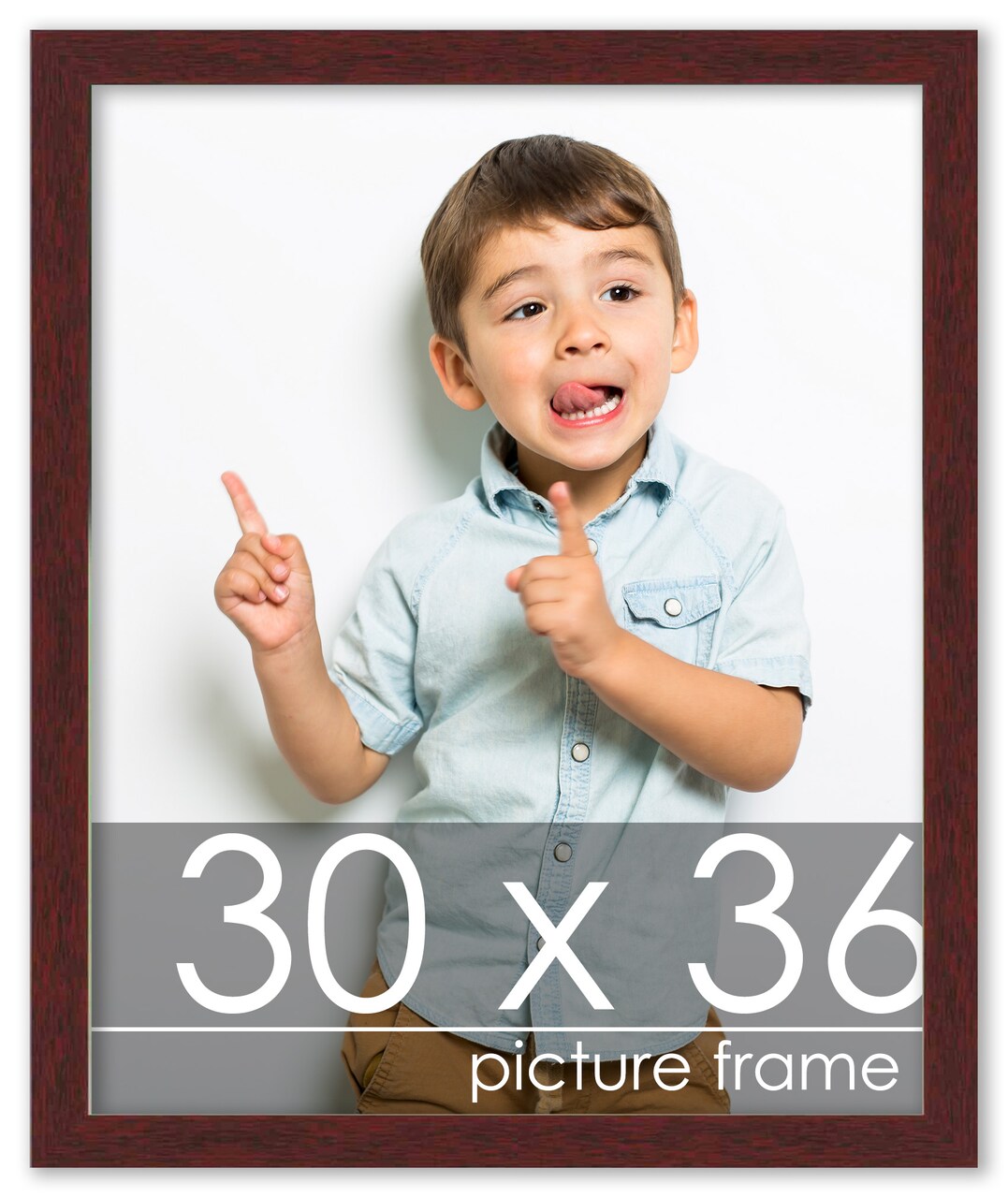 30x36 Solid Wood Picture Frame with UV-Resistant Acrylic & Acid-Free Backing, Available in 6 Finishes: Matte Black, Matte White, Metallic Bronze, Silver, Natural Wood Grain & Mahogany